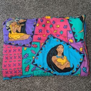Disney Pocahontas Twin Comforter VTG 90s Reversible Cartoon Blanket 80" X 60"